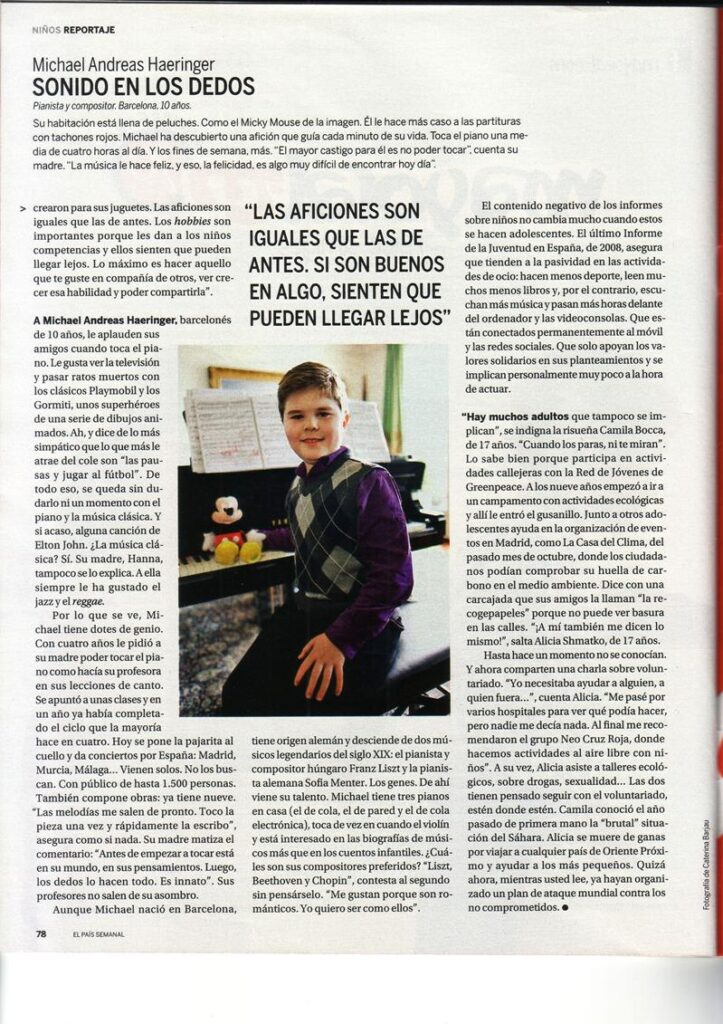 Recorte de prensa (El País): «Sonido en los dedos»