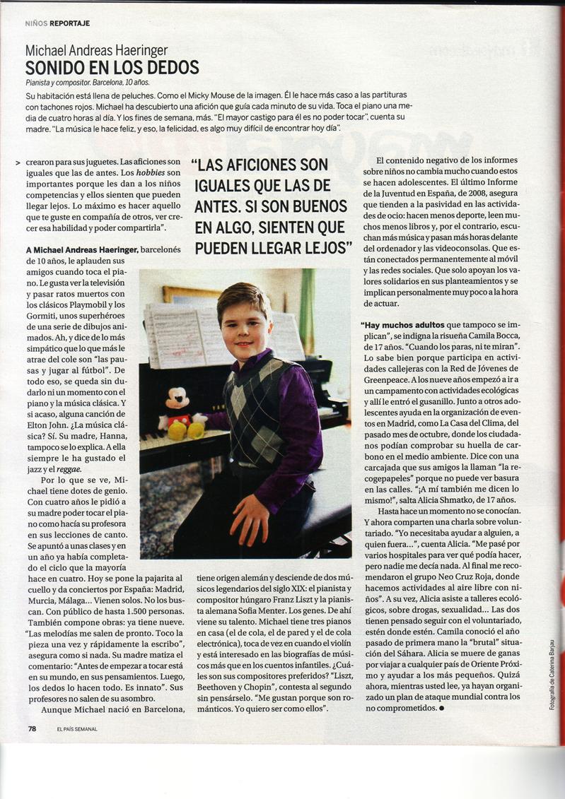 Recorte de prensa (El País): «Sonido en los dedos»