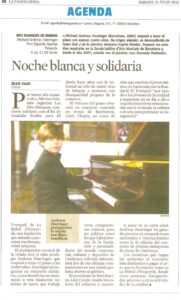Recorte de prensa (La Vanguardia): La Vanguardia anuncia el concierto solidario de Michael Andreas en las Nits Blanques de Marina Palamós