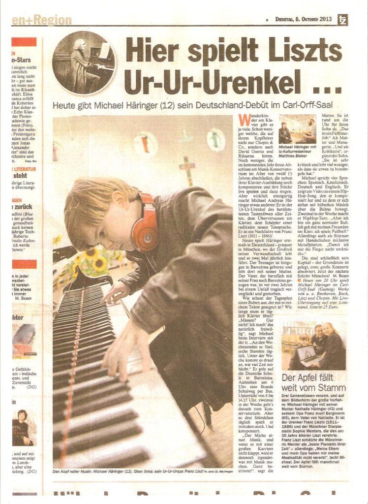Recorte de prensa (tz): «Hier spielt Liszts Ur-Ur-Urenkel…»