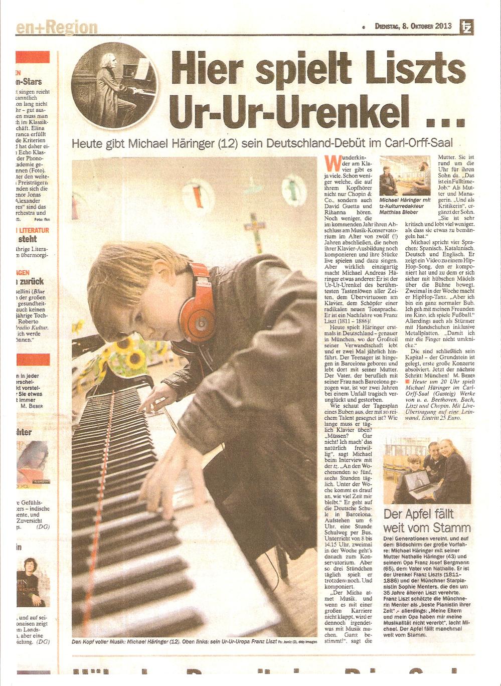 Recorte de prensa (tz): «Hier spielt Liszts Ur-Ur-Urenkel…»