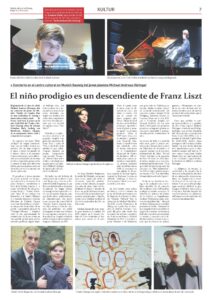 Recorte de prensa (Sudetendeutsche Zeitung): «El niño prodigio es un descendiente de Franz Liszt»