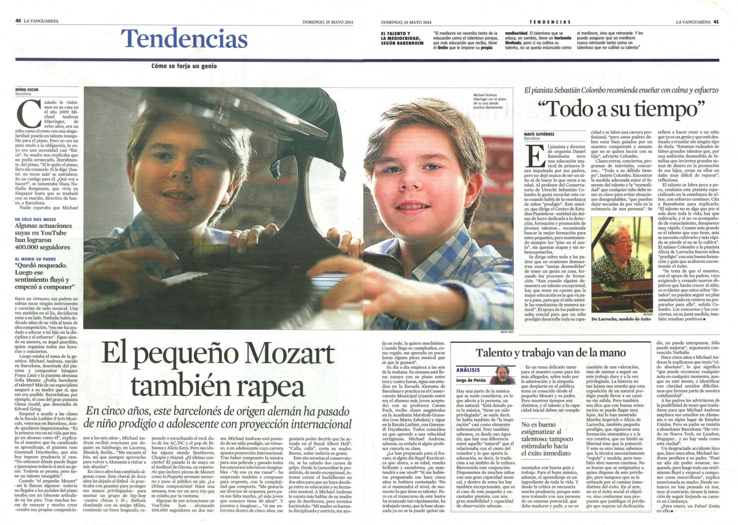 Recorte de prensa (La Vanguardia): «El pequeño Mozart también rapea»