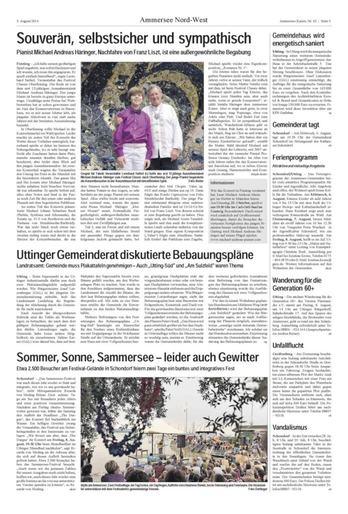 Recorte de prensa (Ammersee Kurier): «Soberano, seguro y simpático»