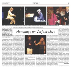 Recorte de prensa (Sudetendeutsche Zeitung): recital dedicado a Liszt en el Gasteig de Múnich (2015)